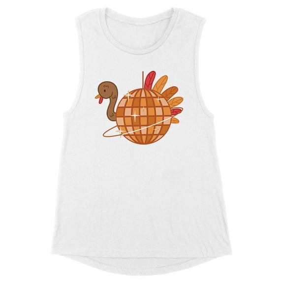 Turkey Disco Ball Women's Muscle Tank 2X-Large White