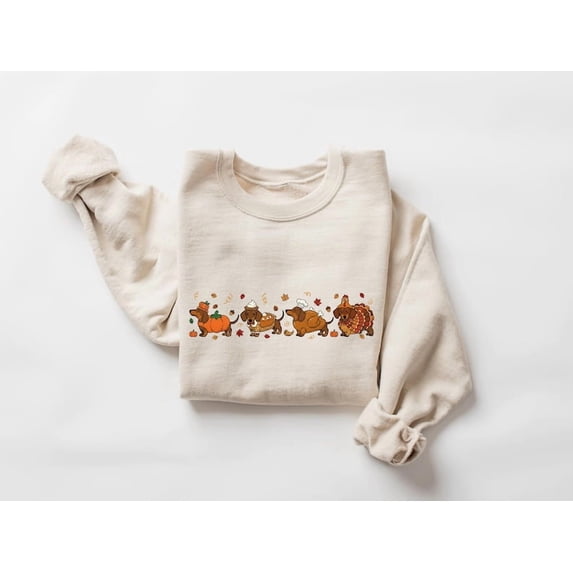Turkey Dog Thanksgiving Sweatshirt – Cute Wiener Dog Shirt, Funny Dachshund Lover Pullover, Turkey Costume Dog Gift, Fall Holiday Sweater