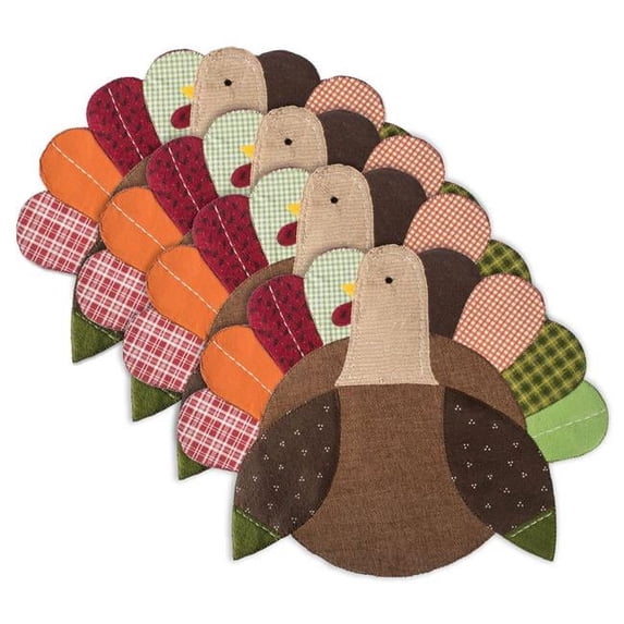 Turkey Embroidered Placemat Set - Set of 4