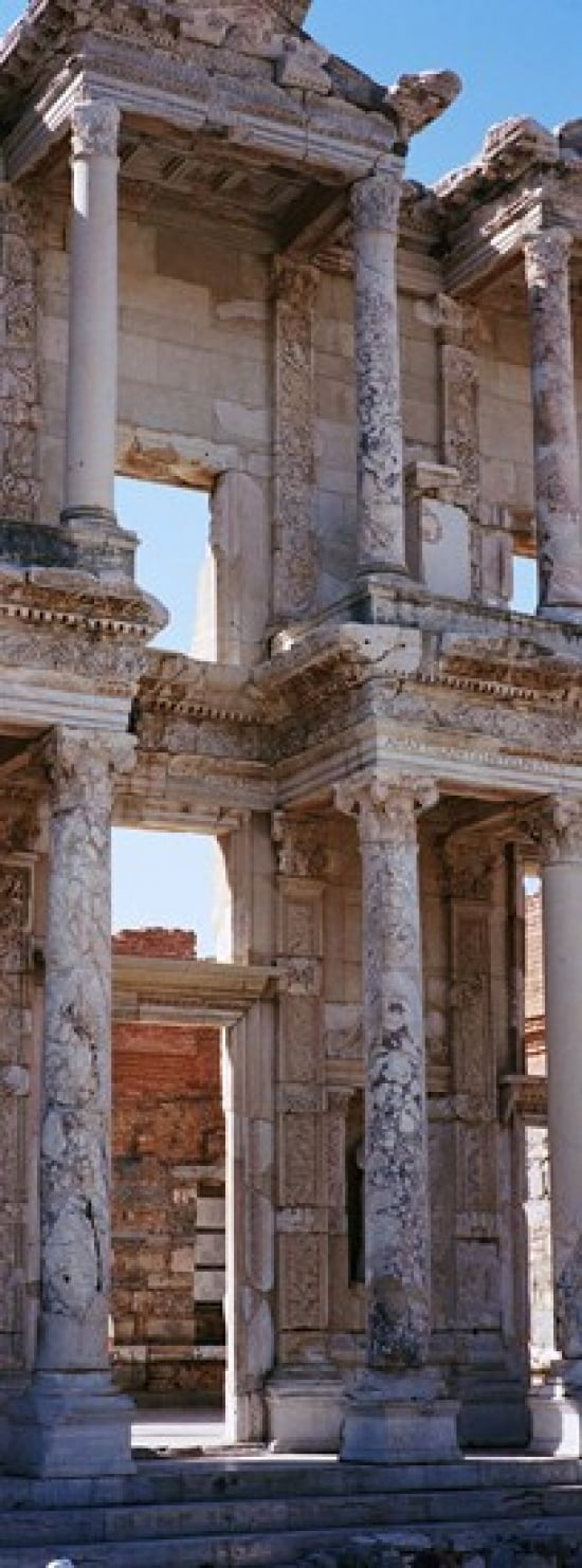 Turkey Ephesus facade of library ruins Canvas Art - Panoramic Images (18 x 7)