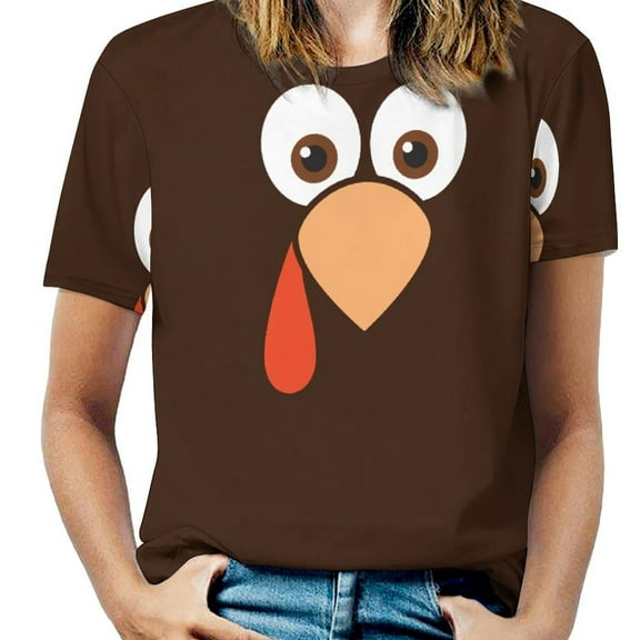 Turkey Face Design T Shirts Basic T-Shirt Short Sleeve Ladies Tee Shirt Summer Graphic Clothing