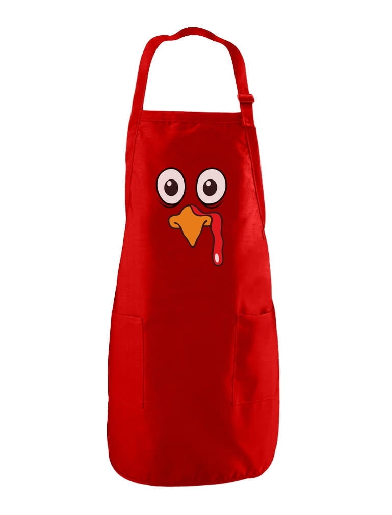 Tstars Turkey Face Funny Thanksgiving Cooking Team Apron for Men Women One Size Red