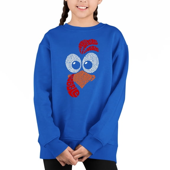 Turkey Face - Girl's Word Art Crewneck Sweatshirt