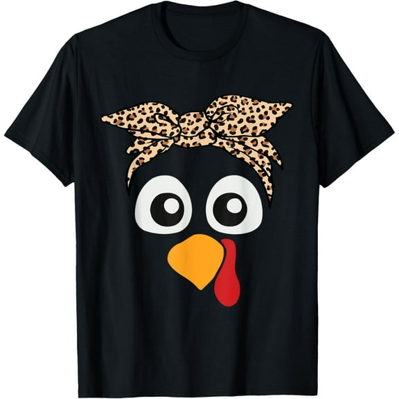 Turkey Face Leopard Headband Womens Thanksgiving Pilgrim T-Shirt