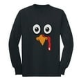thumbnail image 1 of Turkey Face Shirt Cute Little Turkey Funny Thanksgiving Long sleeve kids T-Shirt Large Black, 1 of 6