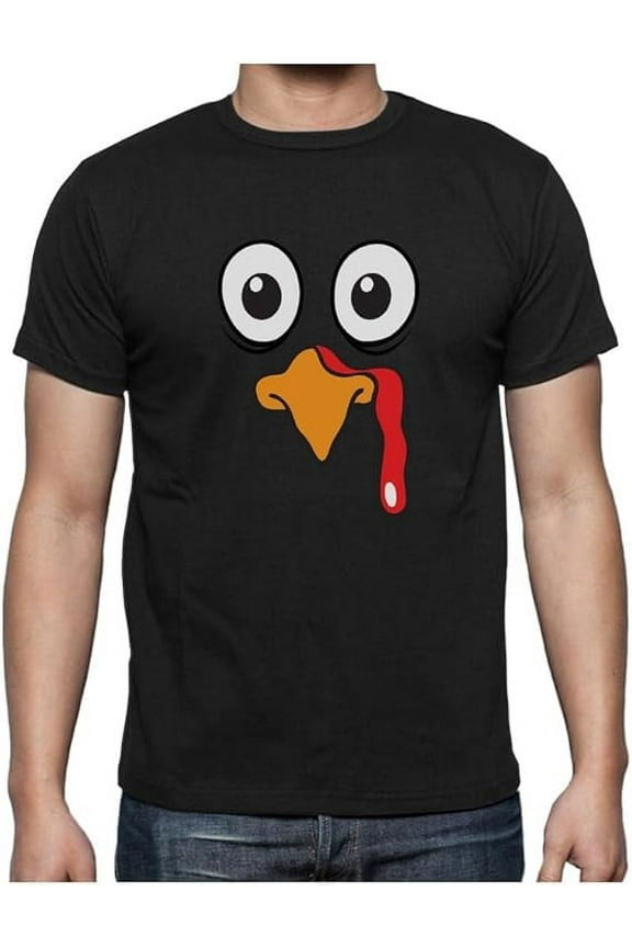 Turkey Face Shirt Funny Thanksgiving TShirt for Men X-Large Black