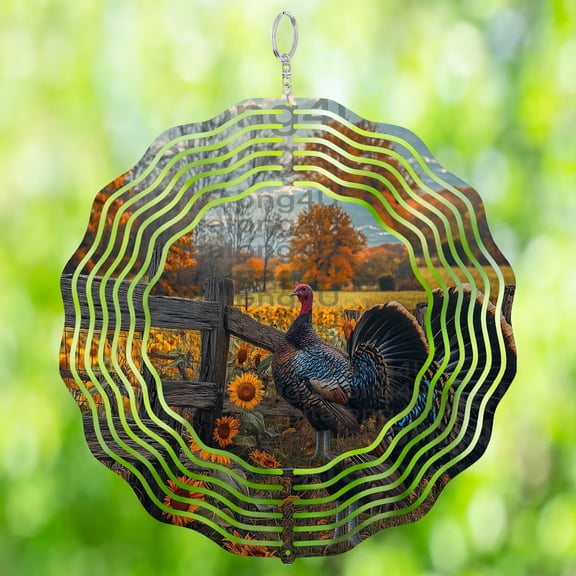 Turkey Fall Thanksgiving 3D Wind Spinner Sublimation Harvest Hunting Home Decoration