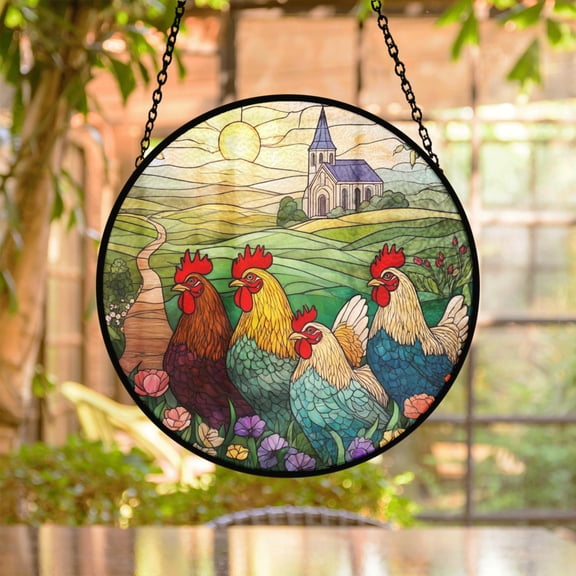 Turkey Faux Stained Glass Acrylic Suncatcher, Window Hanging Decor, Farmhouse Decor Gift