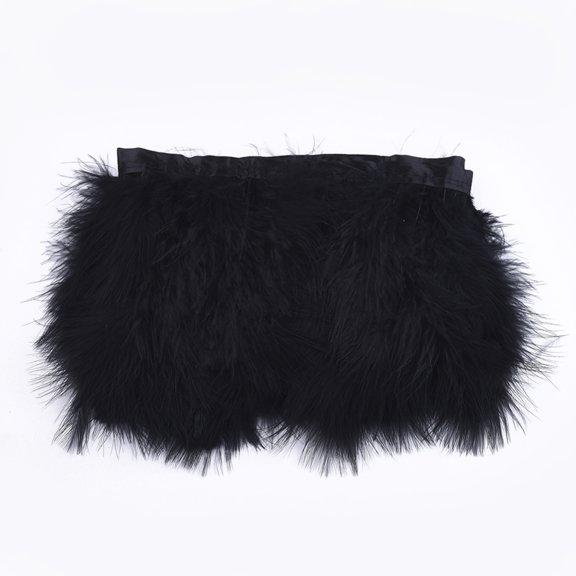 Turkey Feather Fringe Trimming Costume Accessories Dyed Black 120~180mm about 2m/bag