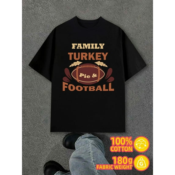Turkey Football Pie mens 180G 100% Cotton white Unique Design Unisex Shirt Graphic tshirts Vintage Unisex Shirt Crewneck tshirts Original Unisex Shirt Graphic tshirts