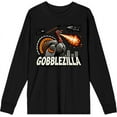 thumbnail image 1 of Turkey Gobblezilla Adult Black Crew Neck Long Sleeve Tee-Medium, 1 of 6