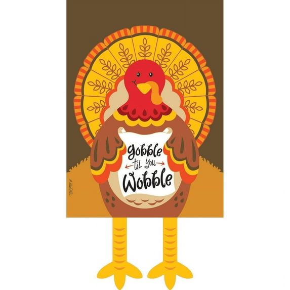 Turkey Golden Gobble 13 x 18 Small Harvest House Flag