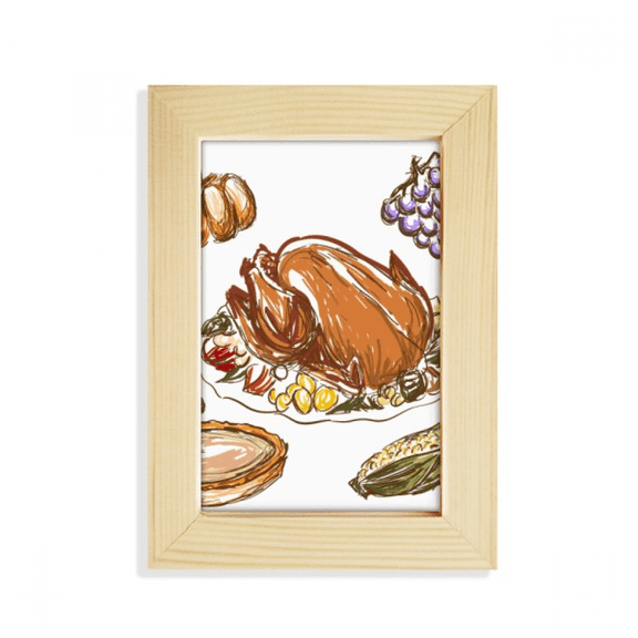 Turkey Grape Thanksgiving Day Pattern Desktop Display Photo Frame Picture Art Painting 5x7 inch