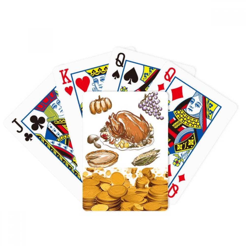 Turkey Grape Thanksgiving Day Pattern Gold Playing Card Classic Game