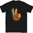 thumbnail image 1 of Turkey Hand Thanksgiving T-Shirt Funny Holiday Peace Humor Graphic Gift Tee - Black, S, 1 of 1