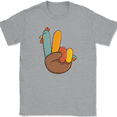 thumbnail image 1 of Turkey Hand Thanksgiving T-Shirt Funny Holiday Peace Humor Graphic Gift Tee - Heather Grey, 2XL, 1 of 1