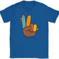 thumbnail image 1 of Turkey Hand Thanksgiving T-Shirt Funny Holiday Peace Humor Graphic Gift Tee - Royal Blue, 4XL, 1 of 1