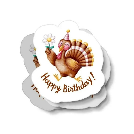 Turkey Happy Birthday Waterproof Sticker