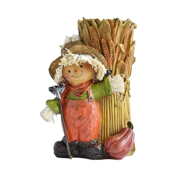 Turkey Harvest Resin Figurine, 5.5in Farmhouse Thanksgiving Decorations Rustic Turkey Pumpkin Sculpture for Thanksgiving Day Tabletop Fall Decor
