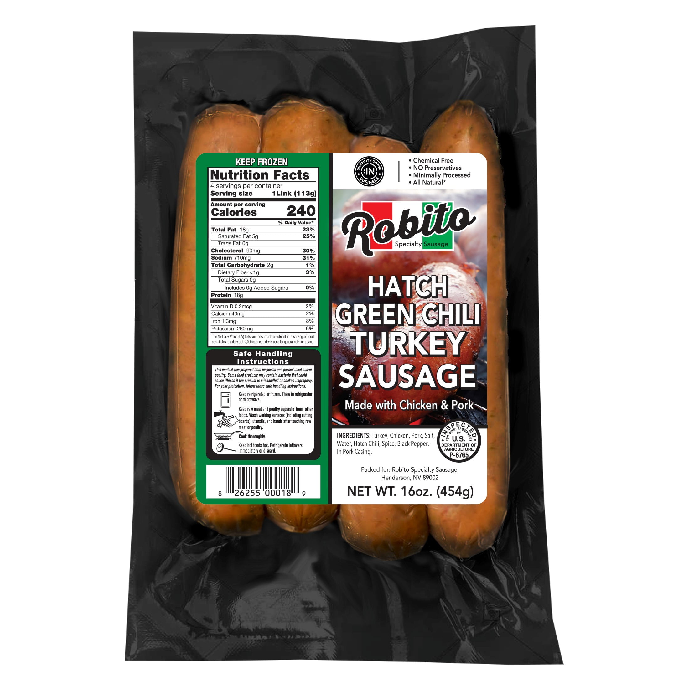 Turkey Hatch Green Chili Sausage