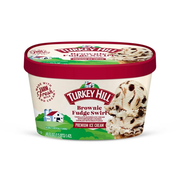 Turkey Hill Brownie Fudge Swirl Premium Ice Cream, 48 oz