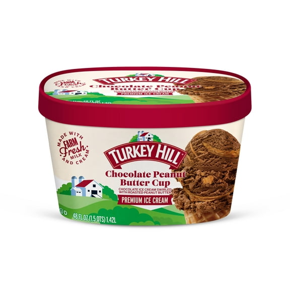 Turkey Hill Chocolate Peanut Butter Cup Premium Ice Cream, 48 fl oz
