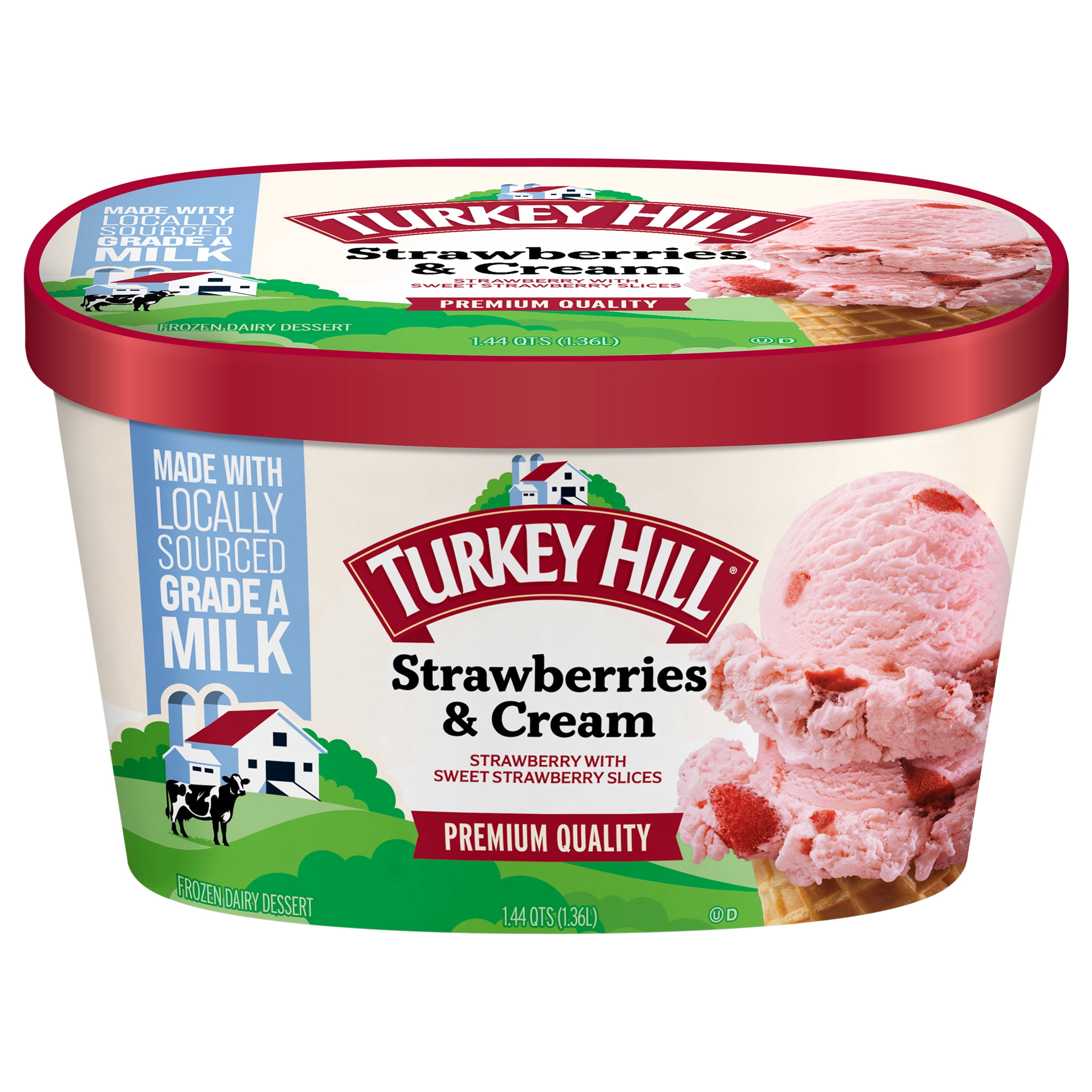 Turkey Hill Strawberries N Cream Premium Ice Cream, 46 fl oz
