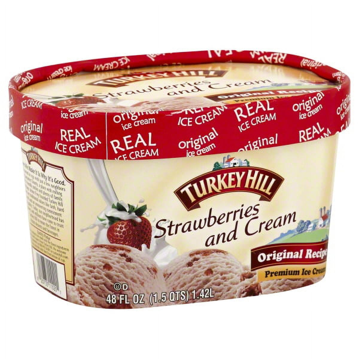 Turkey Hill Strawberries and Cream Premium Ice Cream, 48 fl oz