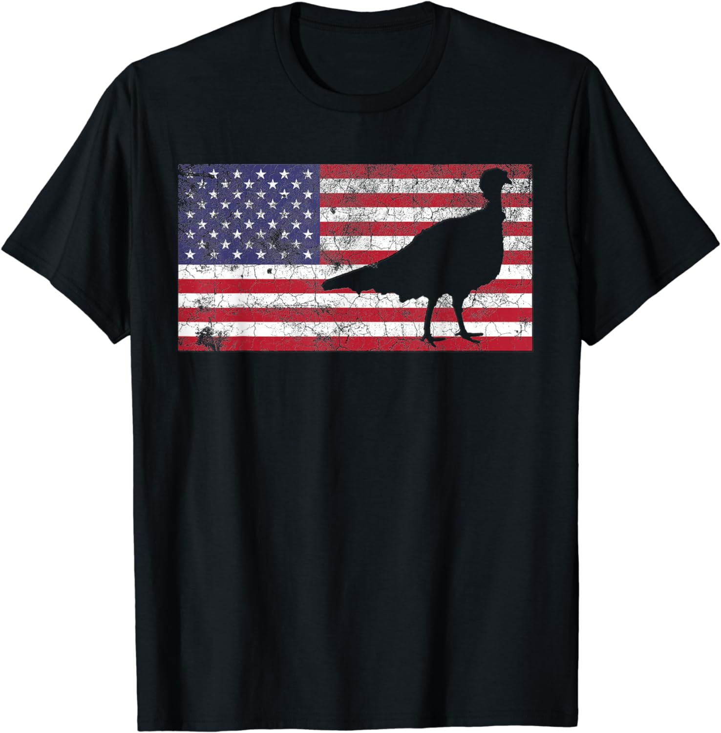 Turkey Hunting Cotton TShirt American Flag USA 4th of July Bird
