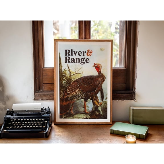 Turkey Hunting Retro Wall Art, Unframed Paper Print Size 8x12