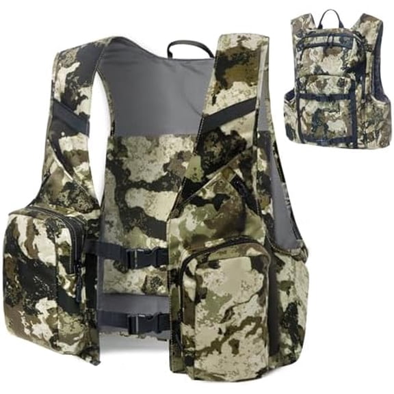Turkey Hunting Vest with Detachable Seat Cushion Camo Vest with Backpack Hunting Gear for Turkey Deer Fishing Fit Most Men's Body$$Other