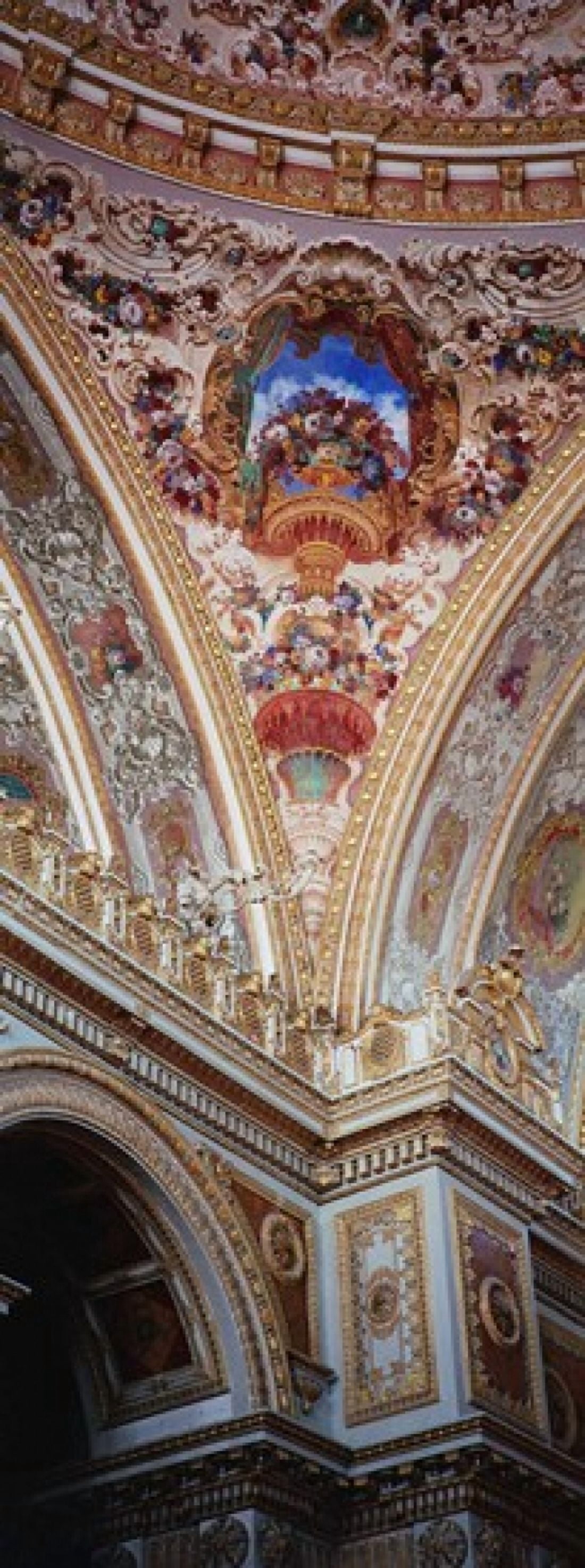 Turkey Istanbul Dolmabahce Palace interior architectural detail of ceiling mural Canvas Art - Panoramic Images (15 x 6)