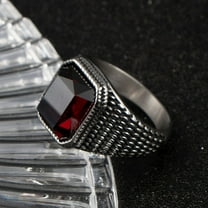 Turkey Jewelry Black Ring Men 14K White Gold Mens Rings Natural Agate Stone Vintage Cool Fashion