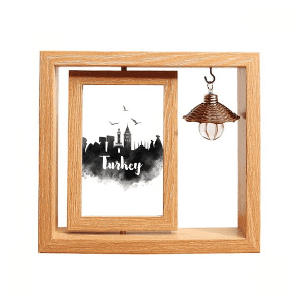 Turkey Landmark Ink City Painting Wooden Rotating Picture Photo Frame 4x6