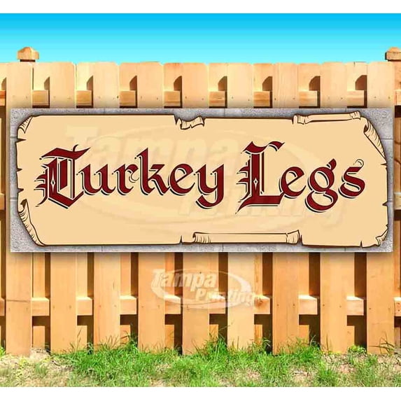 Turkey Legs Red Text 13 oz Vinyl Banner With Metal Grommets