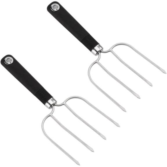Turkey Lifter Forks 2 Pack Stainless Steel Four Prong Meat Carving Tools for BBQ