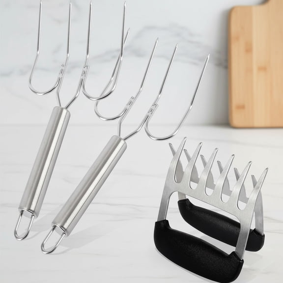 Turkey Lifter Forks and Meat Shredder Claws Set, Stainless Steel Turkey Forks for Roasting and Shredding Pulled Pork, Roasted Turkey, Holiday BBQ Meals