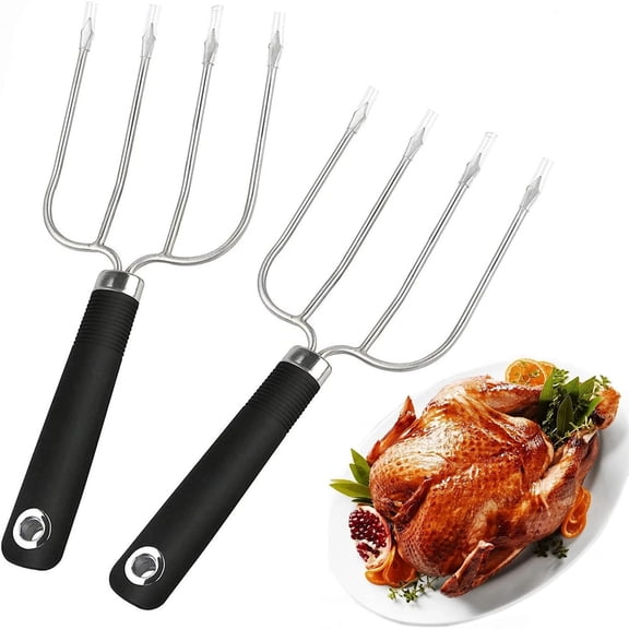 Turkey Lifter Forks Set of 2 Stainless Steel Turkey Lifters with Non-Slip Handle