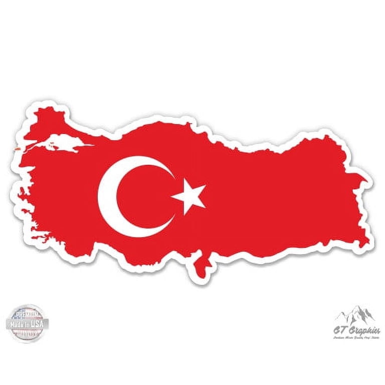 Turkish Flag Vinyl Bumper Stickers – 75mm (3") Glossy Decals – Pack Of 2