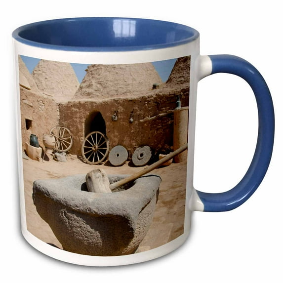 3drose, Turkey, Mesopotamia, Harran, Mud Beehive Homes-as37 Cmi0408 - Cindy Miller Hopkins, 11oz Two-tone Blue Mug