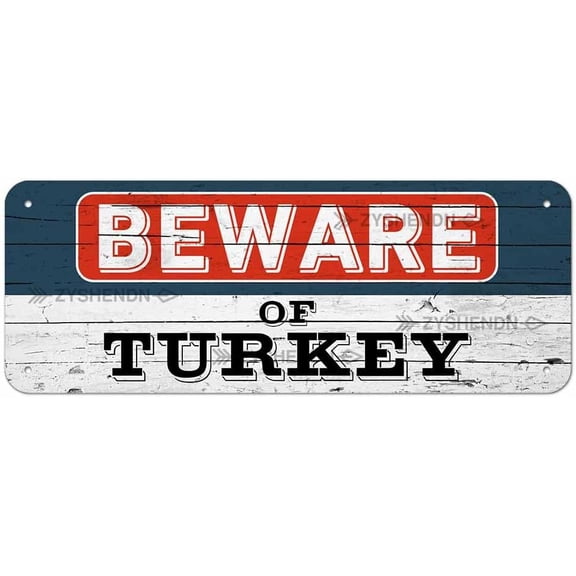 Turkey Metal Sign Beware of Turkey Signs 4"x16" Warning Signs About Turkeys Activity Areas for Outdoor Fences Yards Garden