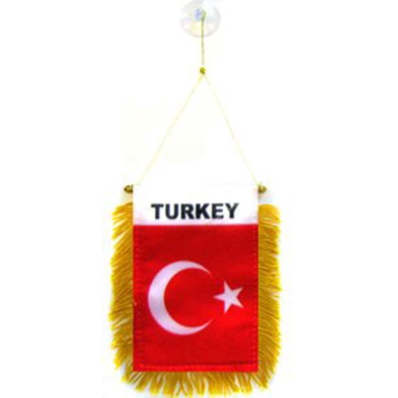AZ FLAG Turkey Car Flag 4x6 in Turkish 100D Polyester Suction Cup 15x10 cm