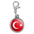 thumbnail image 1 of Turkey National Country Flag Antiqued Bracelet Pendant Zipper Pull Charm with Lobster Clasp, 1 of 1