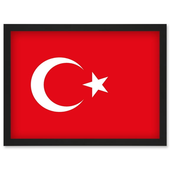 Turkey National Flag Patriotic Vexillology World Flags Country Region Poster Artwork Framed Wall Art Print A4