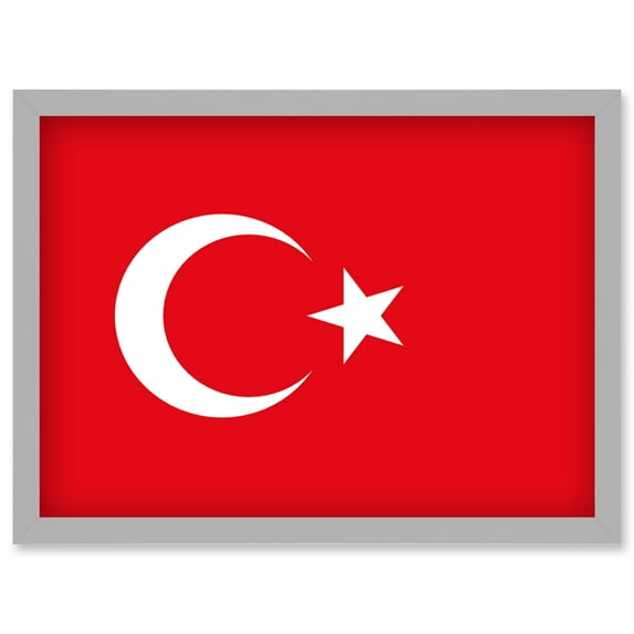 Turkey National Flag Patriotic Vexillology World Flags Country Region Poster Artwork Framed Wall Art Print A4