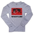 thumbnail image 1 of Turkey Olympic - Wrestling - Flag - Silhouette Men's Long Sleeve Grey T-Shirt, 1 of 2