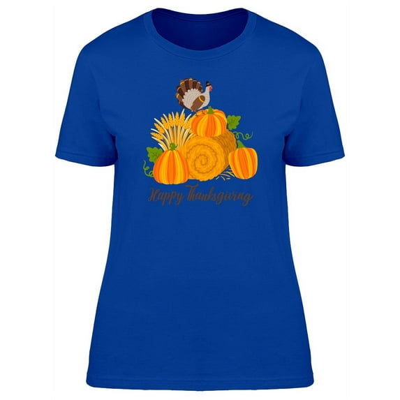 Turkey On Pumpkins Thanksgiving T-Shirt Women -Image by Shutterstock, Female Small
