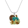 thumbnail image 1 of Turkey Pendant Necklace Hand Painted Rhodium Plated 17 Inch Snake Chain J0087, 1 of 3