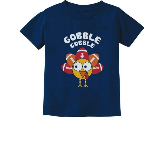 Turkey Pilgrim Gobble Gobble Shirt Girls Boys Funny Thanksgiving Infant and Toddler Kids T-Shirt 24M Navy