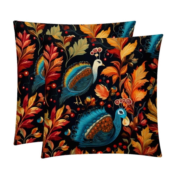 Turkey Pillow Covers Inserts Set of 2, Bed Pillow with Unique Patterns,for Home and Office Decor, Available in 16x16, 18x18, and 20x20 Inches